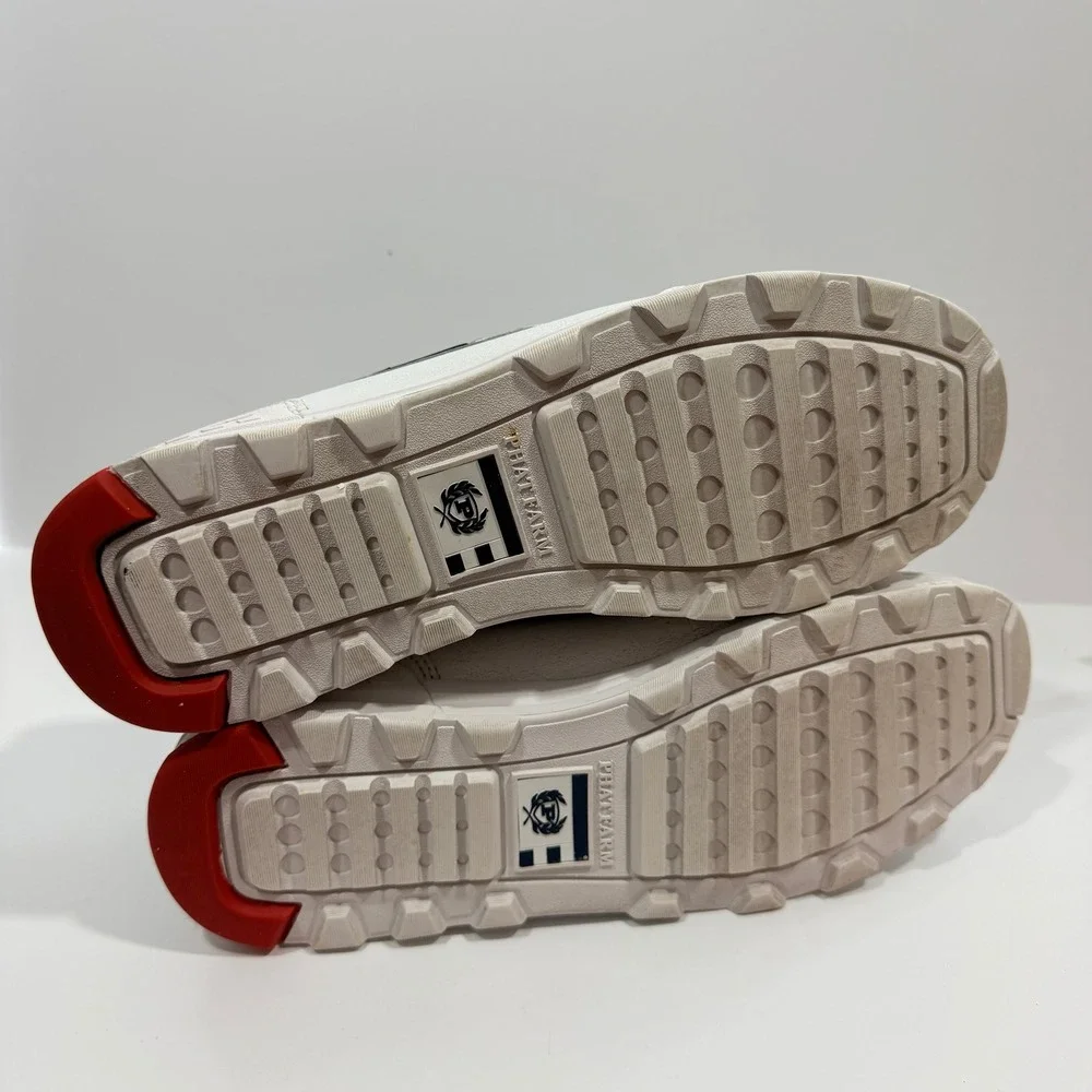 Phat Farm Boat Shoes Mens 10 White Fair Slip On Moc Toe Crest Logo Casual